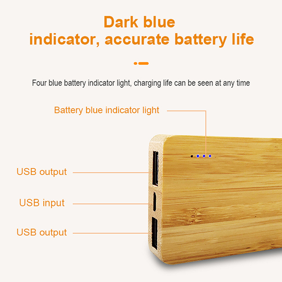 2020 newest 10000mAh 2A bamboo Power Bank LWS-8033